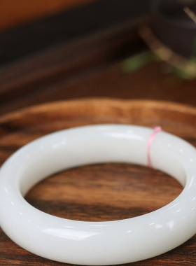 天然新疆和田玉羊脂级白玉59.6圈口手镯大气典雅古风男女手饰收藏