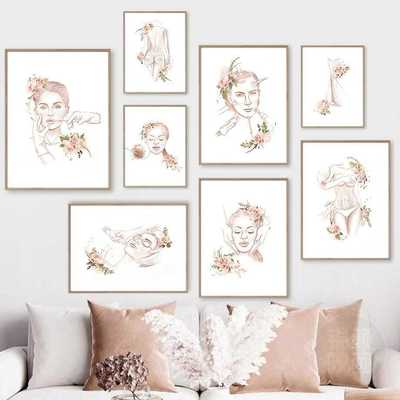 纹绣唇眼眉美妆店挂画轻奢