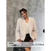 V领短款 ousph 现货6折 仿皮草女加厚保暖高级设计感洋气外套