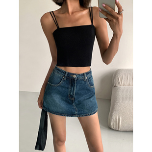 现货5折 外穿辣妹小衫 基础款 细吊带背心女修身 上衣 短款 ousph