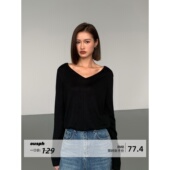 现货6折 V领打底内搭毛织衫 女长袖 ousph 新款 宽松慵懒外穿上衣