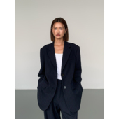 黑色条纹休闲西装 ousph 现货6折 女宽松高级设计感气质职业外套