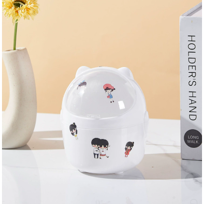 卡通桌面垃圾桶翻盖迷你可爱家用办公室学生收纳盒笔筒实用礼品