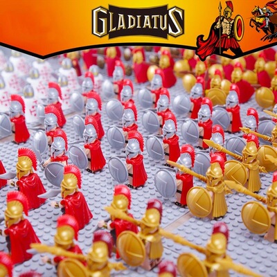 古代人仔积木斯巴达十字军