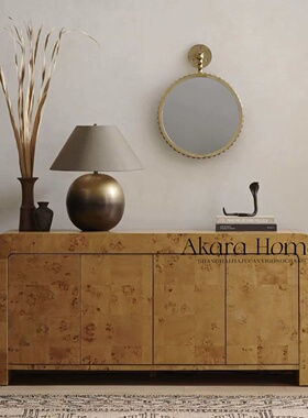 中古风天然杨树瘤实木玄关柜复古设计师创意客厅入户门厅柜玄关柜