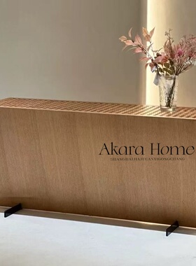 中古侘寂风简约原木色倒三角玄关台实木意式创意餐边柜设计师书架