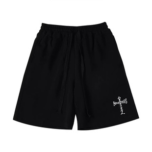 2026夏季新款松紧腰休闲短裤男运动立体抽绳韩系宽松慵懒风五分裤
