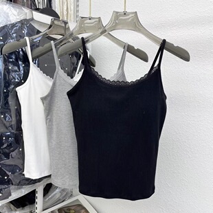 显瘦打底镂空上衣 内搭外穿修身 6737 蕾丝花边美背吊带背心女新款