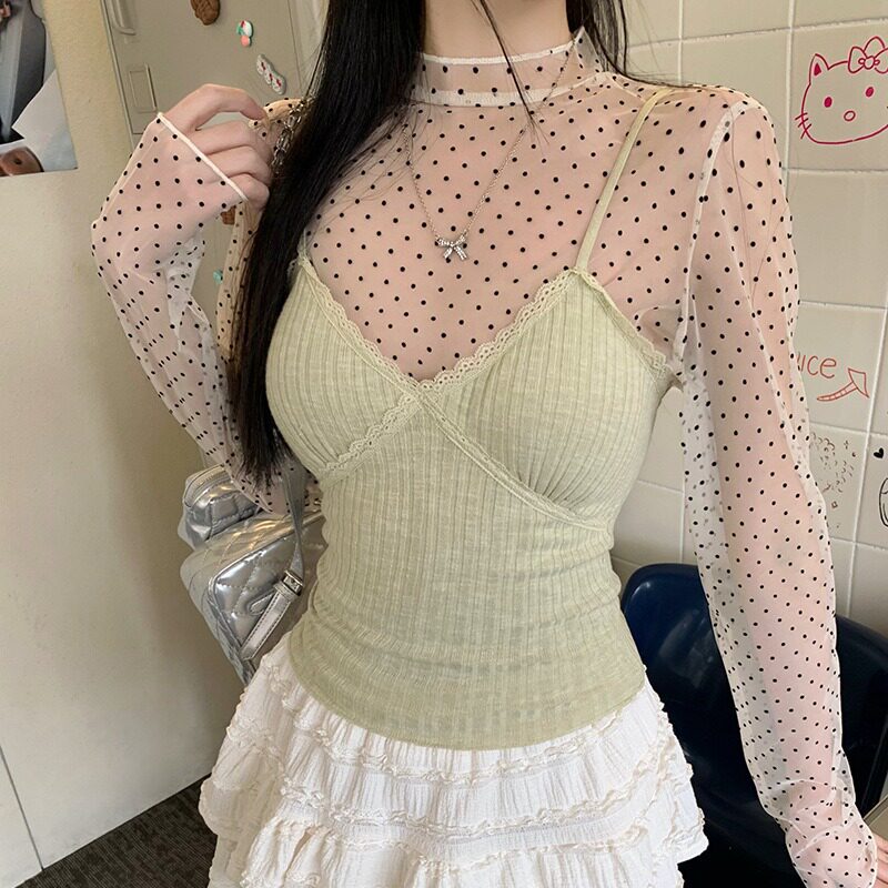 蕾丝花边BM风吊带背心女夏季法式甜辣内搭打底外穿修身带胸垫上衣