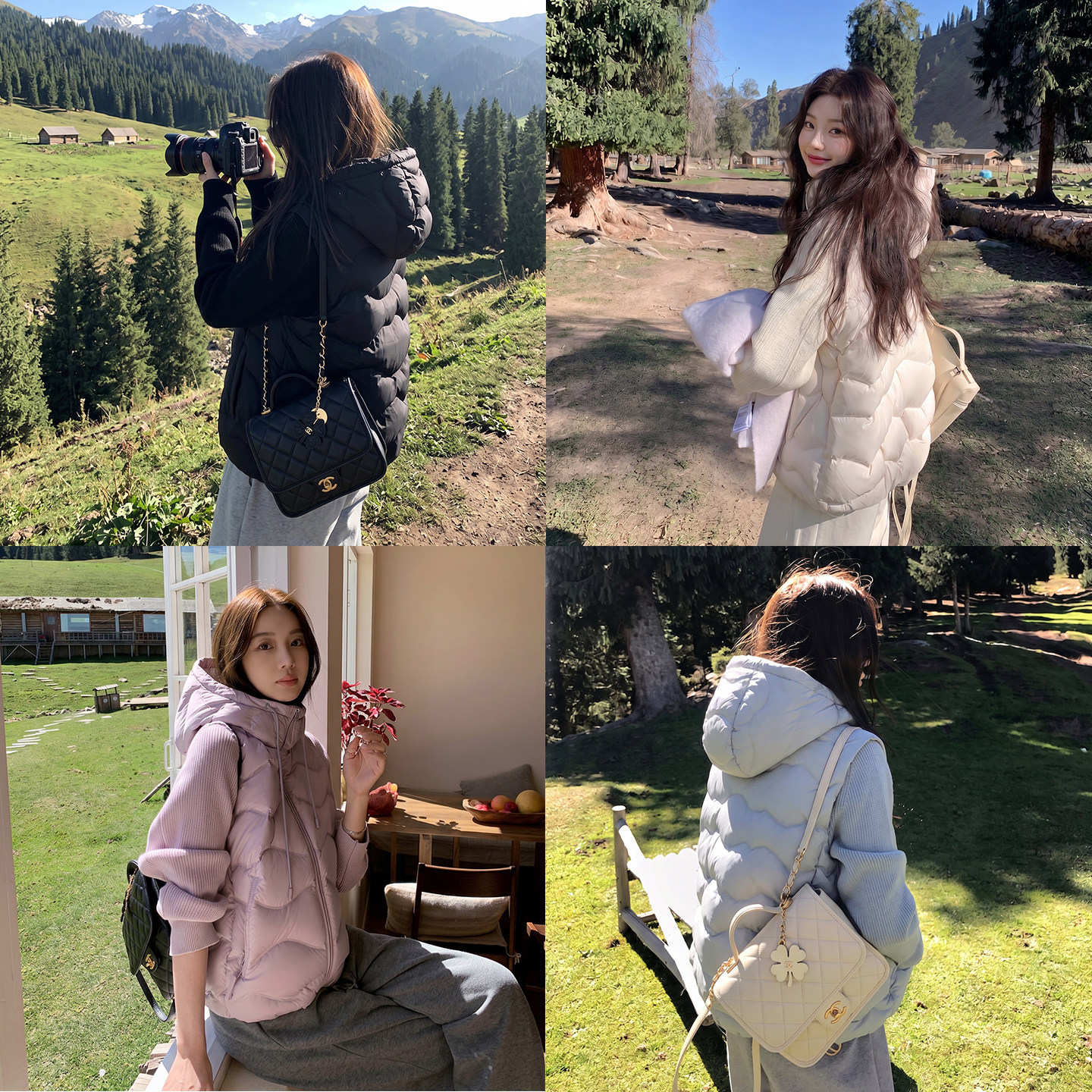 针织袖拼接轻薄韩系小个子棉服女