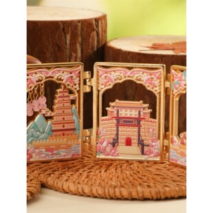 西安文创西安城墙永宁门大雁塔三折叠合金冰箱贴创意旅游伴手礼