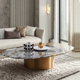 意式 轻奢大理石茶几不规则设计现代不锈钢客厅高端多边形家用茶桌