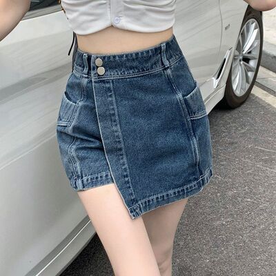 辣妹不规则包臀牛仔裙裤