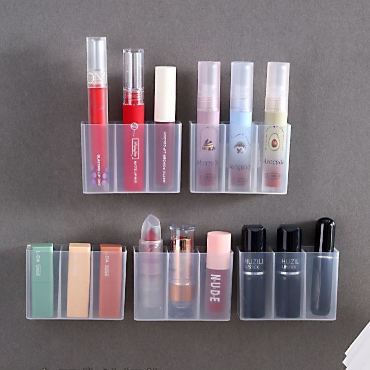 镜柜收纳盒学生宿舍免打孔挂墙化妆刷口红壁挂式分格小物品收纳盒