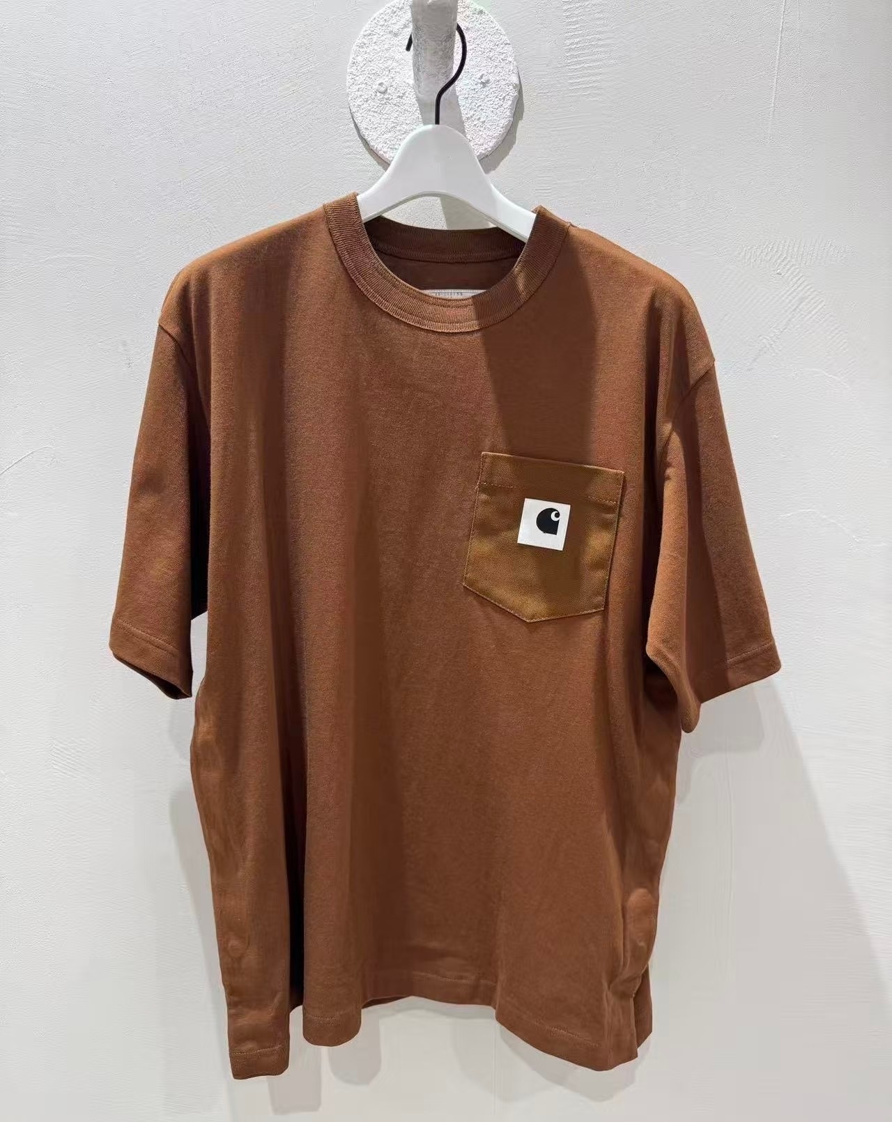 【木】陈冠希同款 2026新款字母口袋侧边条宽松圆领套头T恤男女潮