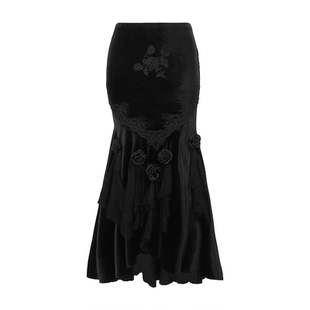 哥特风性感包臀鱼尾连衣裙女Gothic bodycon maxi dress fishtail