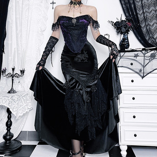 hugging 朋克風(fēng)包臀魚(yú)尾裙 style Dark body dress punk fishtail
