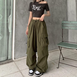 Drawstring corset vintage cargo pants 抽绳束脚复古休闲工装裤