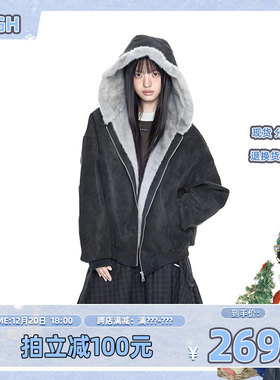 【五百推荐】pu皮座山雕大毛毛领棉衣美式高街重磅男女加厚外套