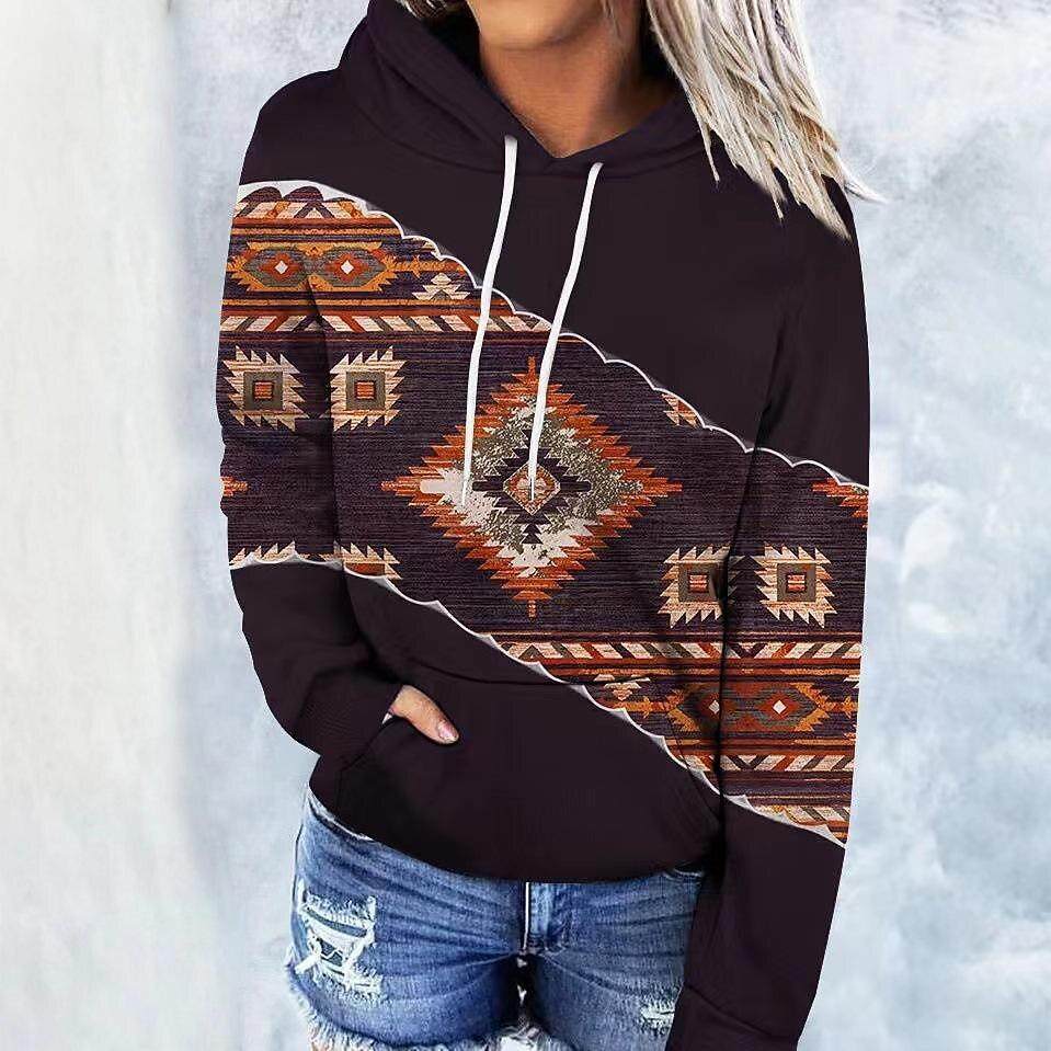 western sweatershirt aztec hoodie patchwork vintage ethnic