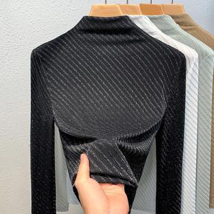 long autumn half high collar women winter shirt bubble base