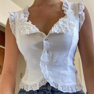 lace sexy white club tank black gray ruffle summer breasted