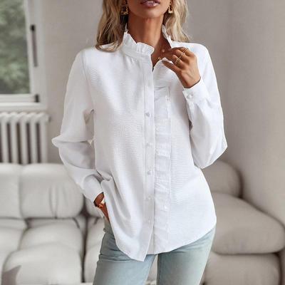collar Fashionable striped sleeve ruffled bubble womens