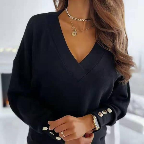 sweaters pullover casual loose button lady office jumper