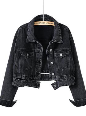 autumn vintage blue black denim jacket coat women chaquetas