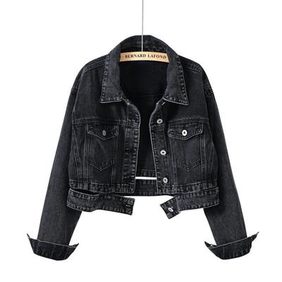 autumn vintage blue black denim jacket coat women chaquetas