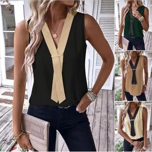 shirt Womens contrast sleeveless casual