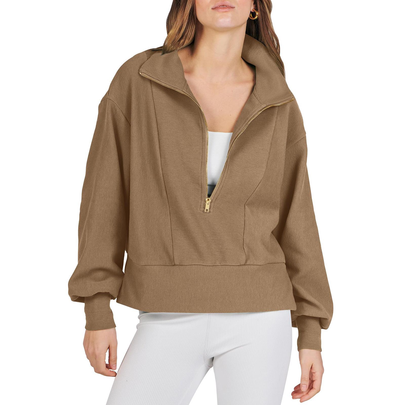 Women's tops half zip pullover long sleeve sweatshirt women