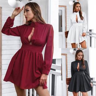 elegant womens dresses sexy hollow waist dress elbise