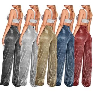 leg high wide ladies pants silver hot
