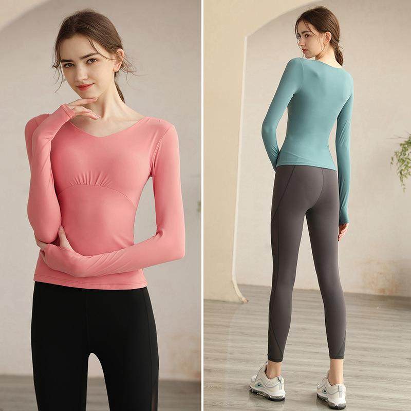 Yoga clothes with chest pads for women long-sleeved suits