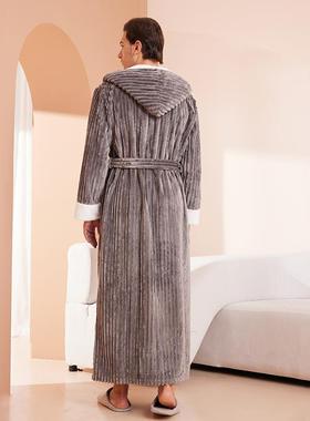 bathrobe women and men hooded velvet cut fat plus long