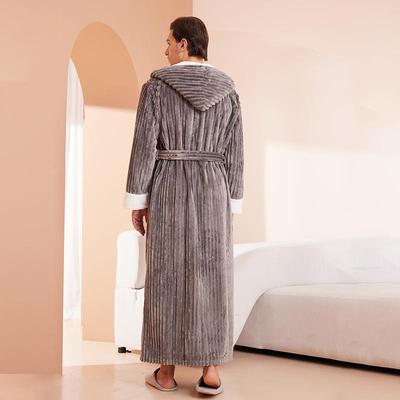 bathrobe women and men hooded velvet cut fat plus long