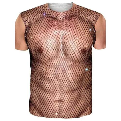 Ugly chest hair 3D printed T-shirt 丑陋胸毛3D印花圆领短袖T恤