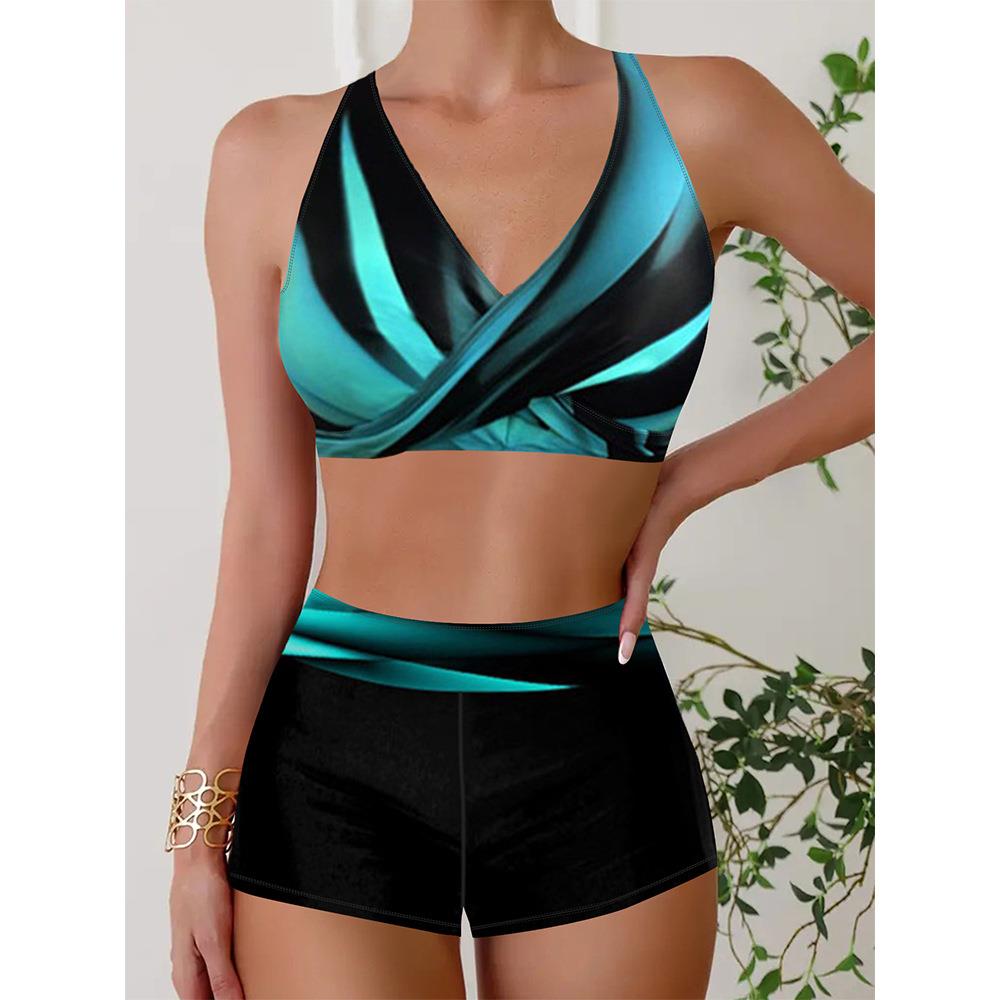 Womens bikini halter neck strap cross chest swimsuit