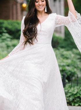 dress lace maternity dress flowy loose lace sleeve long