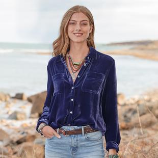 Shirt Bottom Long Loose Gold Sleeve Womens Velvet