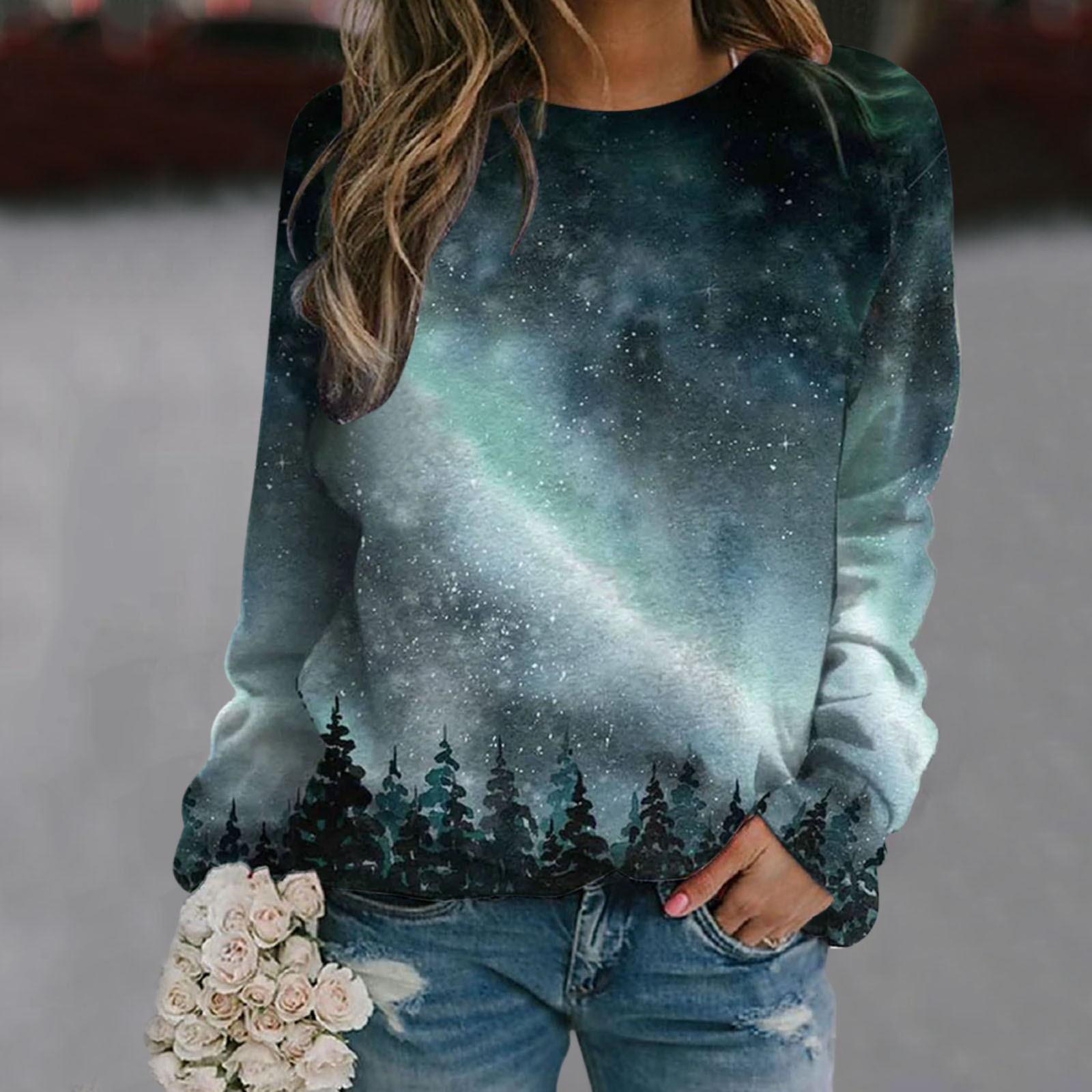 Sweatshirt round neck long sleeve fleece loose top