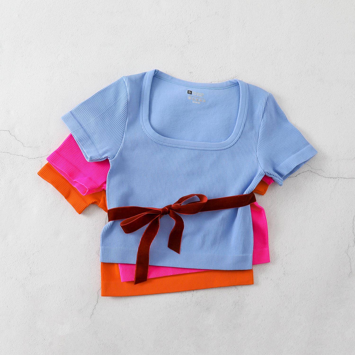 T-shirt cross-border yoga short-sleeved tight sports