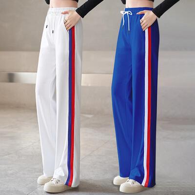 velvet plus trousers casual waist high thin striped pants