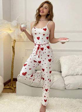 pyjamas suits womens clothing summer suspenders thin home
