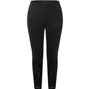 womens casual pants contrast solid size plus black