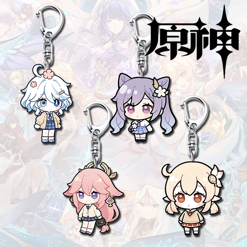 原神周边Q版钥匙扣可爱芙宁娜八重神子可莉刻晴高颜值挂件ins礼品