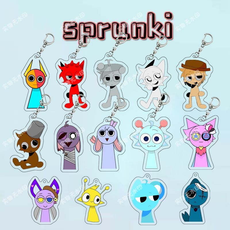sprunki节奏盒子全员周边亚克力钥匙扣学生包包手机卡通挂件饰品