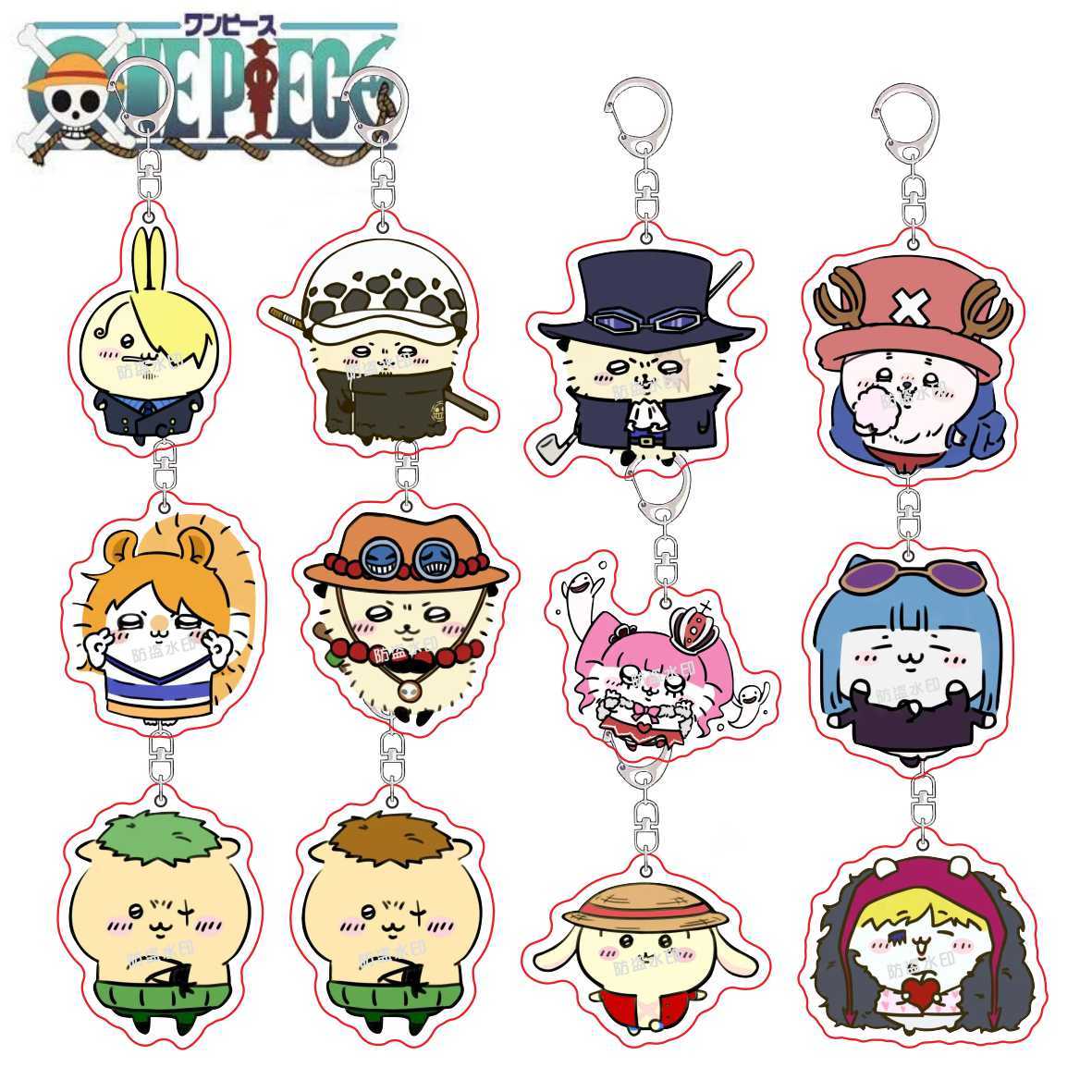 ChiikawaxOne piece海獭路飞艾斯周边可爱亚克力钥匙扣装饰小挂件