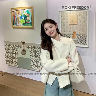 休闲短款 25年秋冬气质白色新款 双面羊毛大衣外套女 冬日反叛者